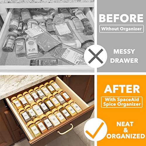 Bamboo Spice Drawer Organizer with 24 Spice Jars