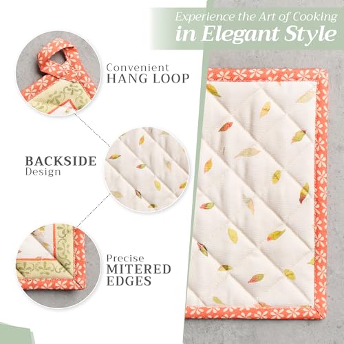 100% Cotton Oven Mitt & Pot Holder Set (066 - Pumpkin Passion / 7.5" x 13" & 8" x 8" (Oven Mitt & Pot Holder))