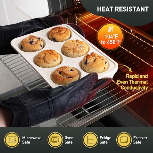 2 Pack 6 Cups Silicone Mini Muffin Pan with Metal Reinforced Frame Silicone Molds Cupcake Cake Baking Pans Cookie Baking Chocoflan Cupcake Mold Cake Molds Kitchen Baking Mom Gift Home Essentials (2pc: 6-Cup Jumbo / Cream)