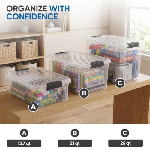13.7 Quart Clear Plastic Storage Bin with Lid (13.7 Quart)