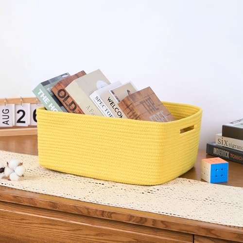 Large Storage Baskets for Organizing (4pcs-L17×W13×H7.5" / Yellow)