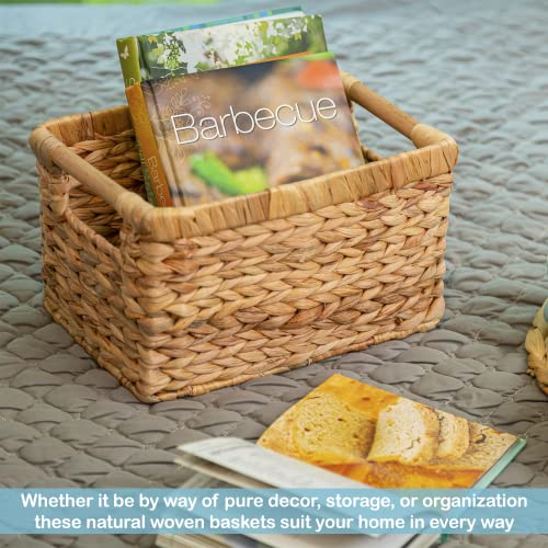 Small Wicker Baskets for Organizing Bathroom (Water Hyacinth / 3-Pack Small (10"L x 7.5"W x 6.3"H))