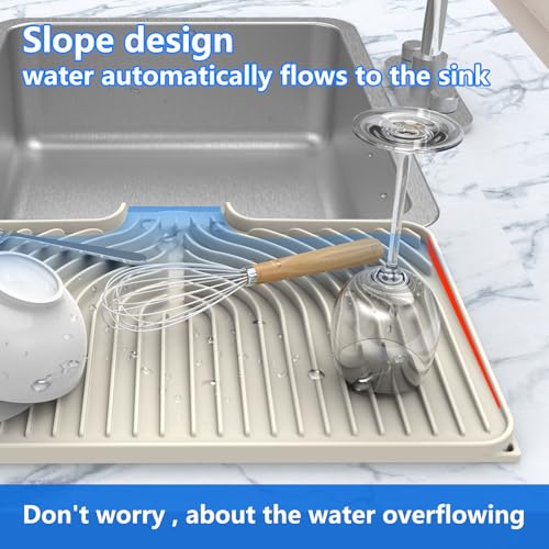 Dish drying mats for kitchen counter (18"×12" / Cream)