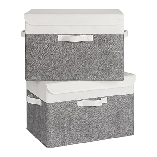 Memory Keepsake Storage Box (White/Gray / Extra Large-2 Pack)