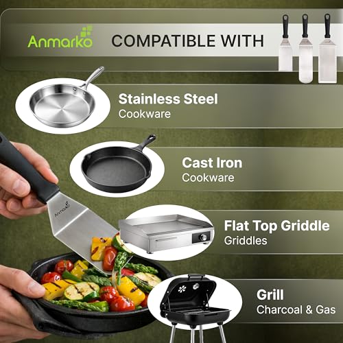 Metal Spatula Griddle Accessories Set (Plastic handle set)