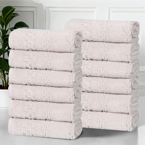 Playa Zero Twist Cotton Medium Weight Small Towels (12 Piece Washcloth / Silver)