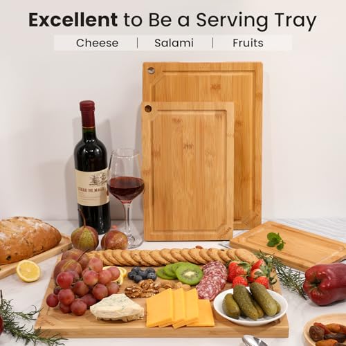 Extra Large 18" x 12" Bamboo Cutting Board for Kitchen (Natural / 18"L x 12"W)