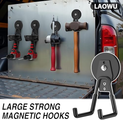 12 Pcs Magnetic Hooks Heavy Duty (2.6" Magnet-12 Pack-Black)