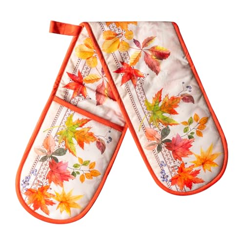 Double Oven Mitts 100% Cotton Double Oven Glove (056 - Amarante / 7" x 35" (Double Oven Mitt))