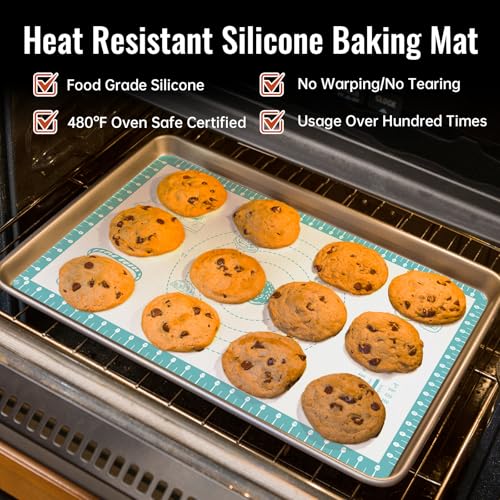 Silicone Baking Mat with 10 Useful Recipes (Mint / 32"L x 24"W)