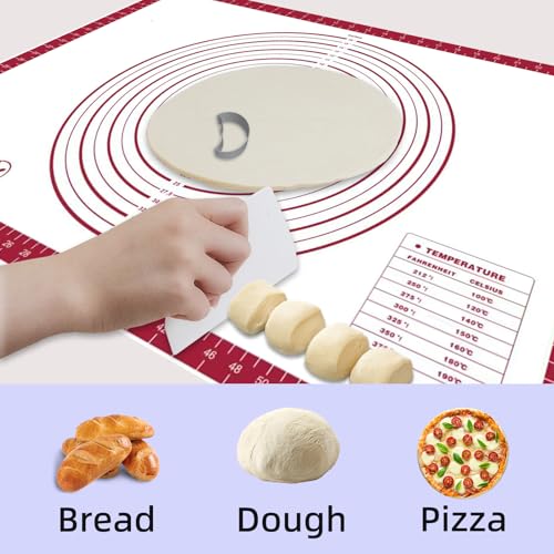 Pastry Dough Mat Silicone Baking Mats for Rolling Out Dough (Red / 24"L x 32"W)