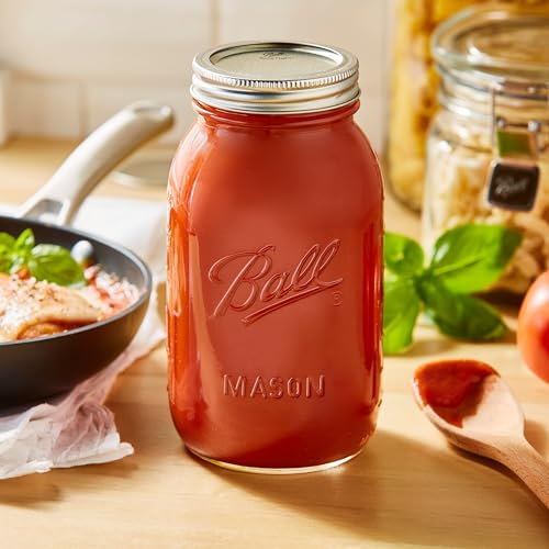 Regular Mouth Glass Mason Jars with Lids and Bands (Clear / 32 Oz (Pack of 4))