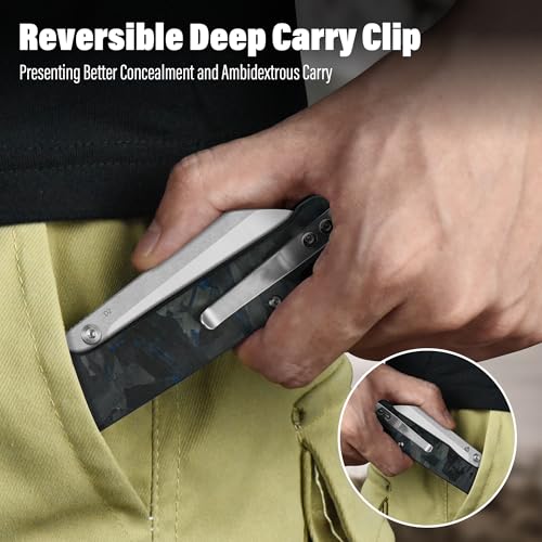 Penguin V2 Folding Pocket Knife (Blue Shredded CF Overlay)