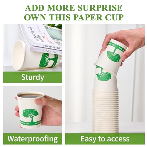 400 Pack Compostable Paper Cups (White)