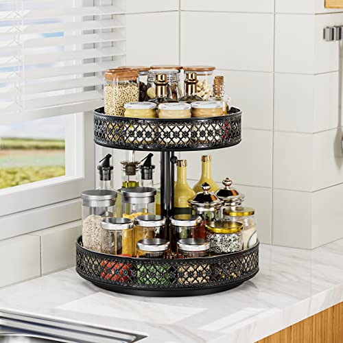 2 Tier Lazy Susan Organizer (2 Tier Black)