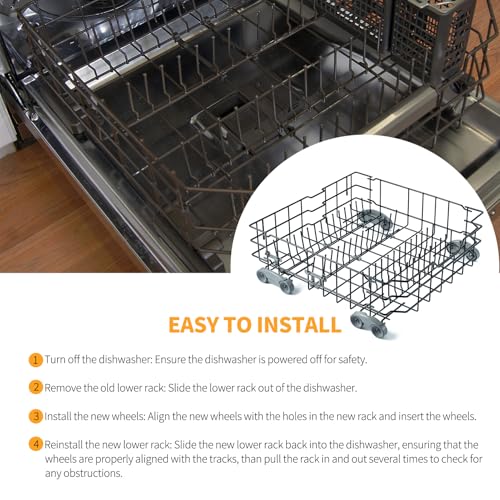 WD28X25960 Dishwasher Lower Rack Replacement Parts for GE Dishwasher Parts GE Profile Monogram Adora Triton XL Cafe Dishwasher Lower Dishrack Assembly GE Dishwasher Bottom Rack Drawer 1 Pack