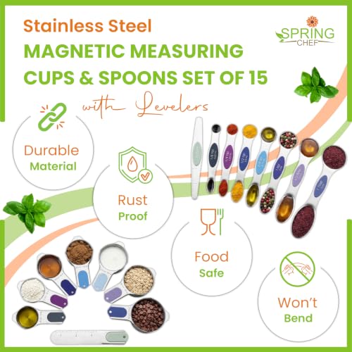 Magnetic Measuring Cups & Spoons Set of 15 (Winter Frost)