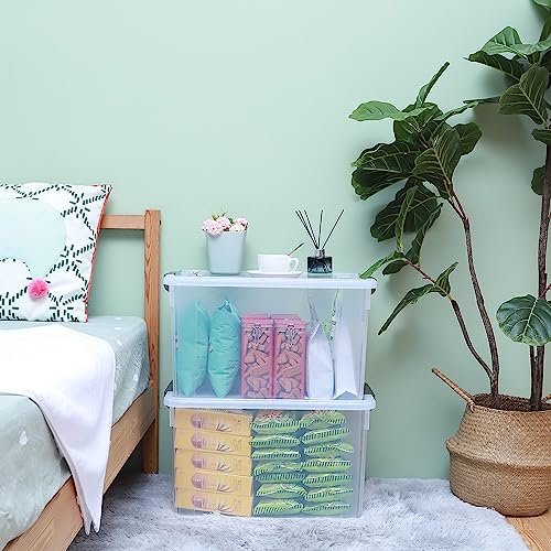 8 Pack 58.1 QT Clear Plastic Storage Bins with Latching Lids (Clear White / 8 PCS-58.1 QT)