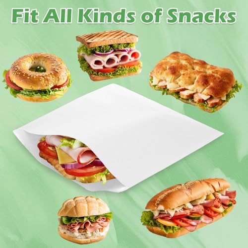 600 Pack Paper Sandwich Bags10x10 inch Wax Paper Bags (White-600PCS / 10x10 inch)