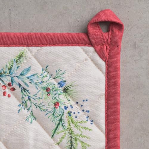 Pot Holders 100% Cotton Potholders (100 - Holly Time / 8" x 8" (Pot Holder Pack of 1))