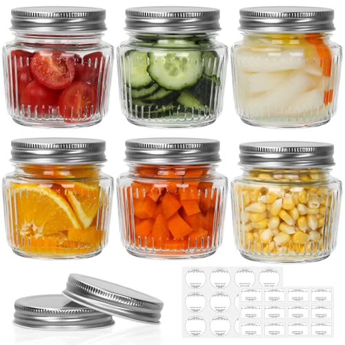 Glass Mason Jars with Lids (Vintage 8oz 6pack)