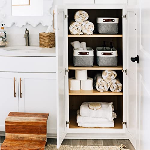 12x8in Canvas Storage Baskets (Gray / Off-White / Small - 3pc)