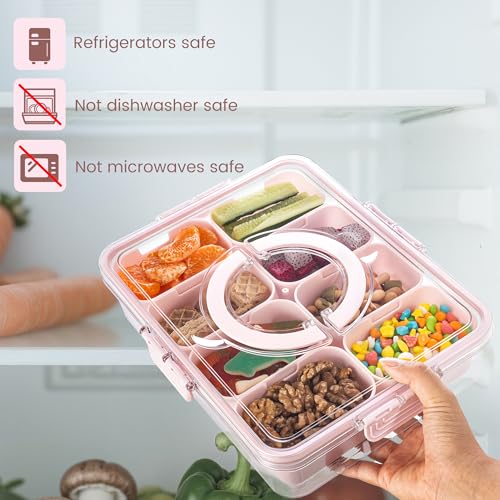 Divided Serving Tray with Lid and Handle (Green-1 Pack)