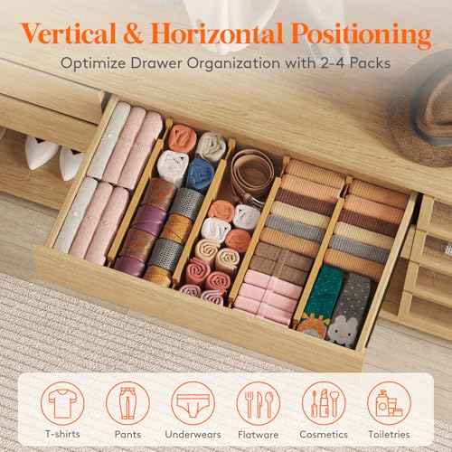 4" High Dresser Drawer Dividers (4"H, 17-21.5"L)