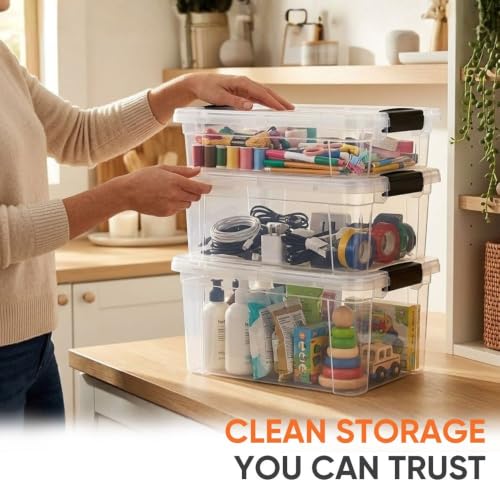 8.7 Quart Clear Plastic Storage Boxes with Lids (8.7 Quart)