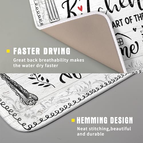 White Kitchen Dish Drying Mat 16x18 Inch Knife Fork Dish Drainer Rack Mats Microfiber Absorbent Protector for Kitchen Countertop Decor (home kitchen / 16" x 18")