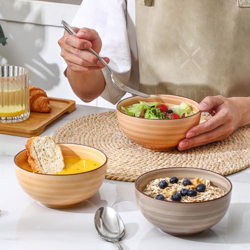 Ceramic Cereal Bowls Set of 6 (Maillard / 24 Oz)