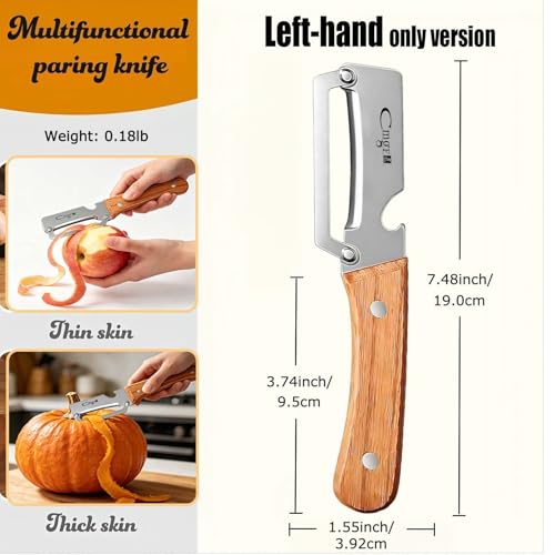 Left Handed Vegetable Peeler Wooden Stainless Blade for Fruit Potato (Standard / Walnut/Silver)