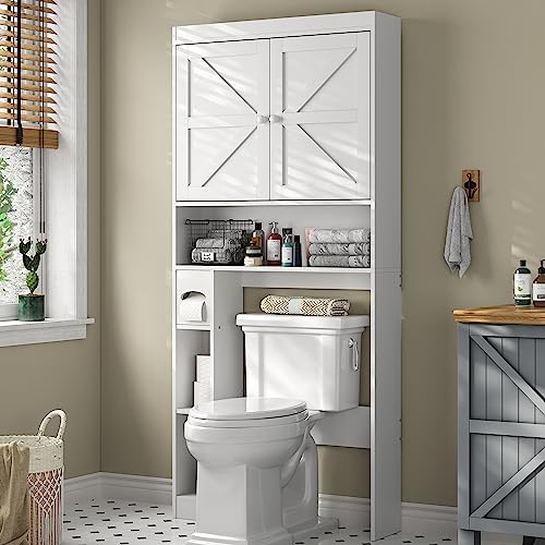 Over The Toilet Storage Cabinet with Barn Doors (White / Barn Doors Over Toilet Cabinet)