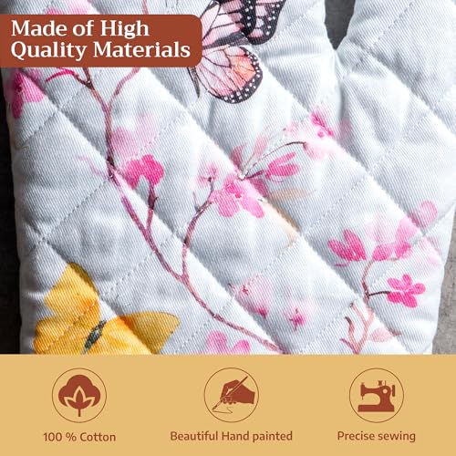 Maison d'Hermine Oven Gloves 100% Cotton Oven Mitt (050 - Blossoms in Spring / 7.5" x 13" (Oven Mitt))
