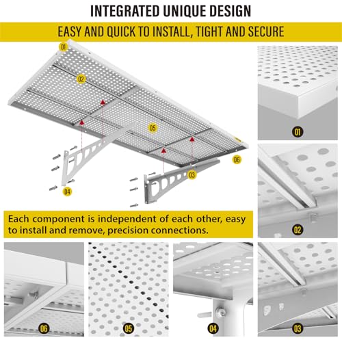 4 Pack 1.64x4ft Adjustable Garage Wall Shelving 1120lbs Load Capacity Heavy Duty Wall Mounted Storage Shelf Metal Floating Shelves for Garage (4pack-1.64x4ft / White)