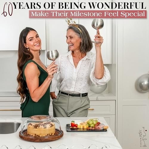 60th Birthday Wine Glass (60th / Silver)