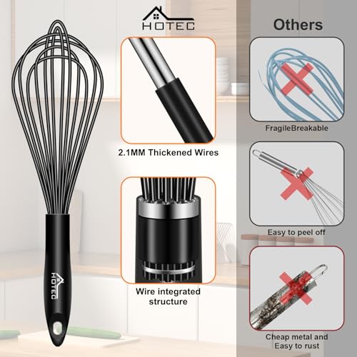 4 Pieces Silicone Whisks Set (Black)
