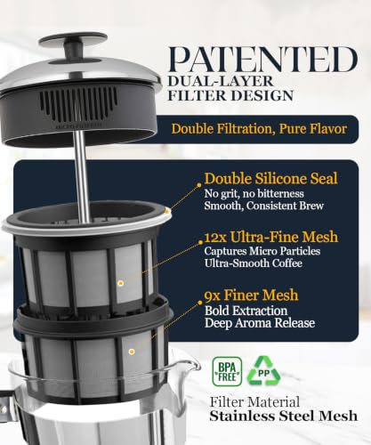 P5 French Press Coffee Maker (Polished Stainless Steel / 18 oz)