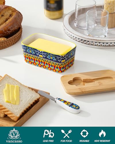 KRVI Butter Dish with Lid (Tulum Sunburst)