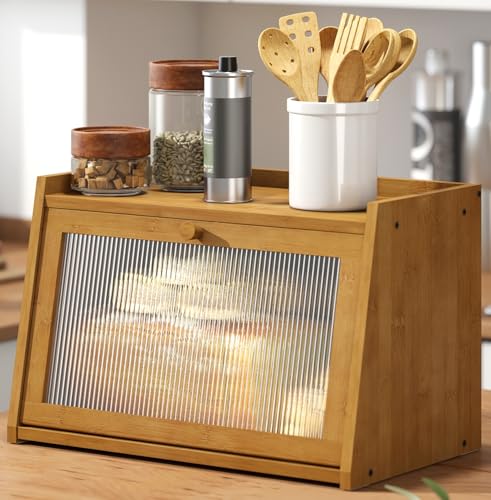 Bread Box for Kitchen Counter (Brown / Medium-1_Tier)