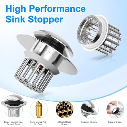 Universal 3 in 1 Bathroom Sink Drain Strainer (Sliver)