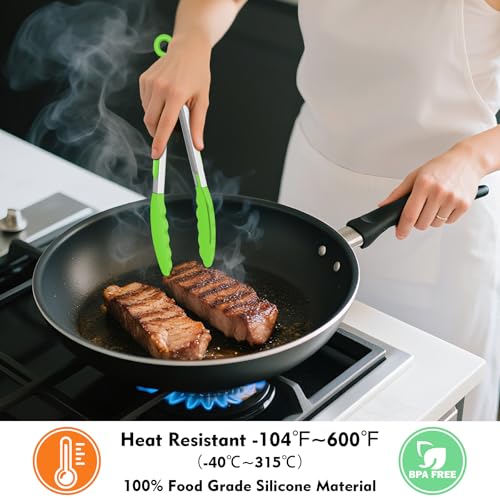 Silicone Kitchen Tongs for Cooking (Red,Blue,Green)