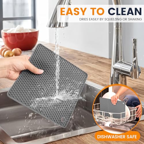 Silicone Trivet Mats 4 Heat Resistant Pot Holders Multipurpose Non (4 Count)
