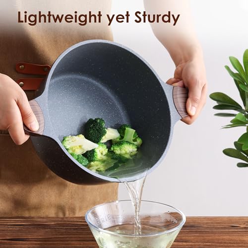 Nonstick Stock Pot with Lid (7 Quarts / Gray)