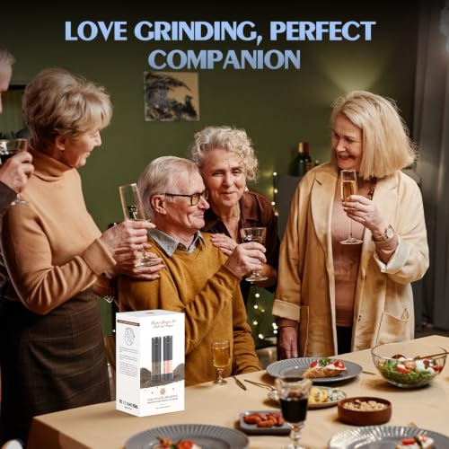 Electric Salt and Pepper Grinder Set Automatic Battery Pepper Mill Shakers Adjustable Coarseness Upgraded Larger Capacity with Led Home and Kitchen Appliances (Dark Gray)