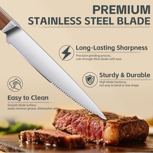 Serrated Steak Knives Set of 8 (4.9 inch)