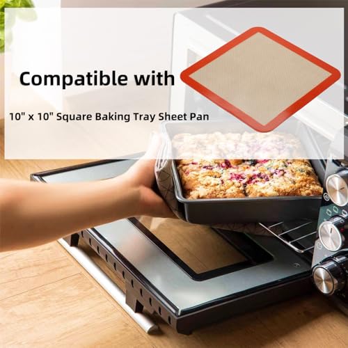Square Silicone Baking Mats for 10 Inch Cake Pan (Bright Orange / 9.7"L x 9.7"W)