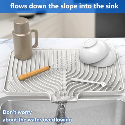 Dish drying mats for kitchen counter (18"×12" / White)