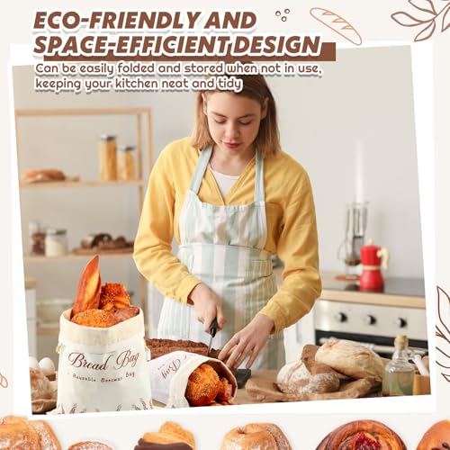 4 Pcs Cotton Beeswax Bread Bags for Sourdough 13 x 17inch Reusable (4 Count)