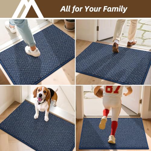 Dirt Trapper Door Mat 20"x32" Non Slip Washable Navy Blue (4.44 Sq Ft)